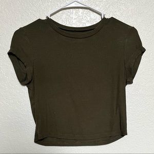 Olive Green crop tee